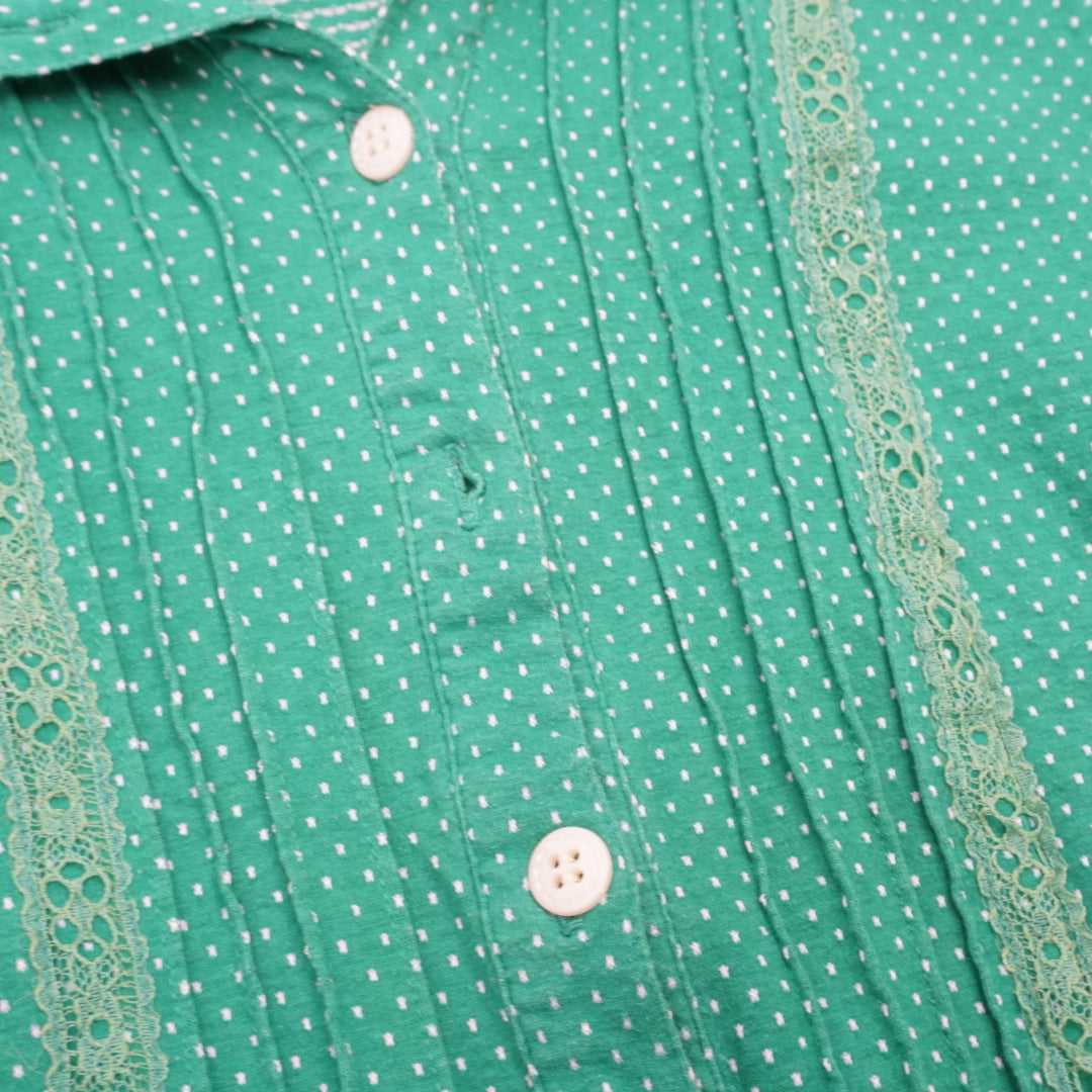 Polka Dot Lace Trim Blouse