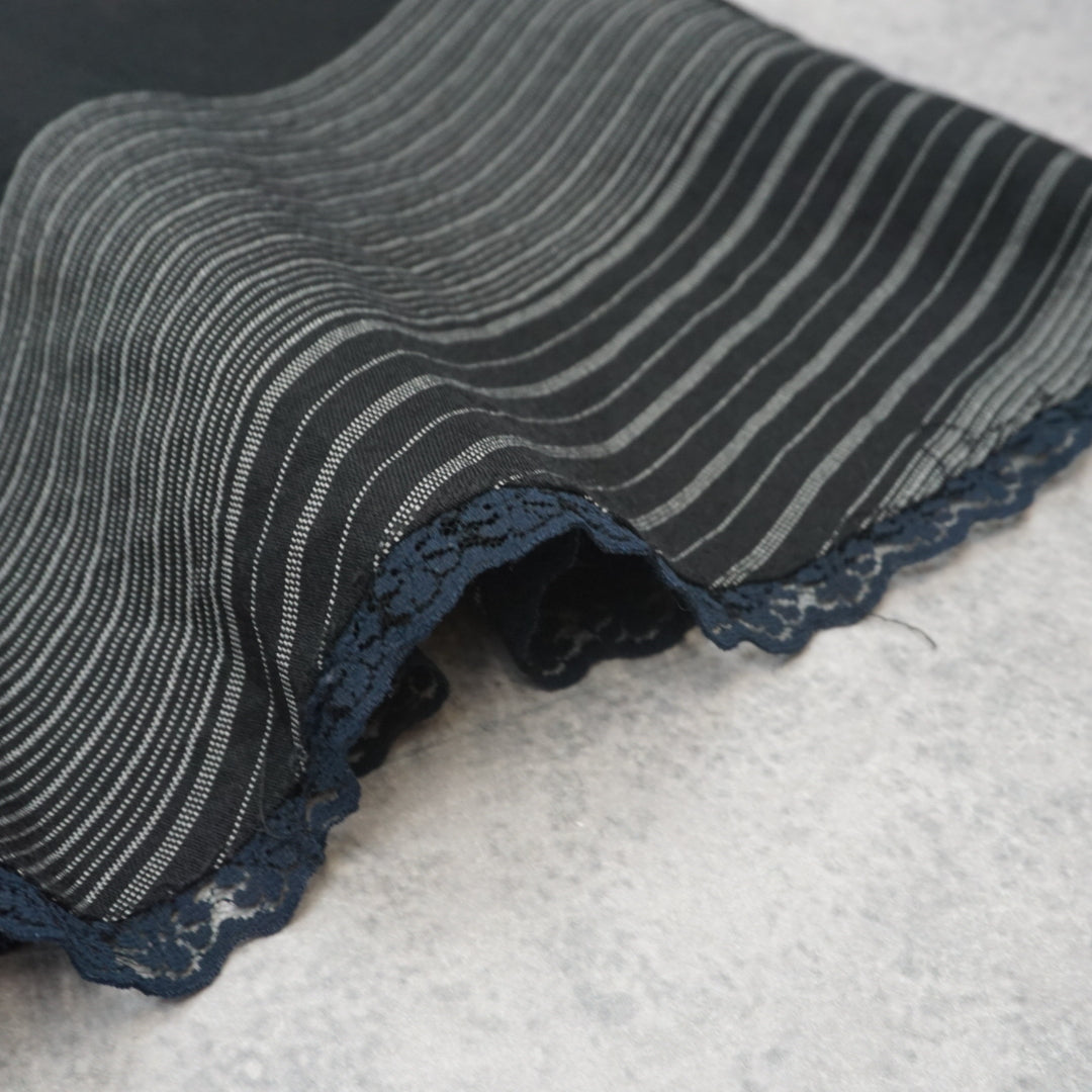2000s Striped Patchwork Lace Trim Skirt