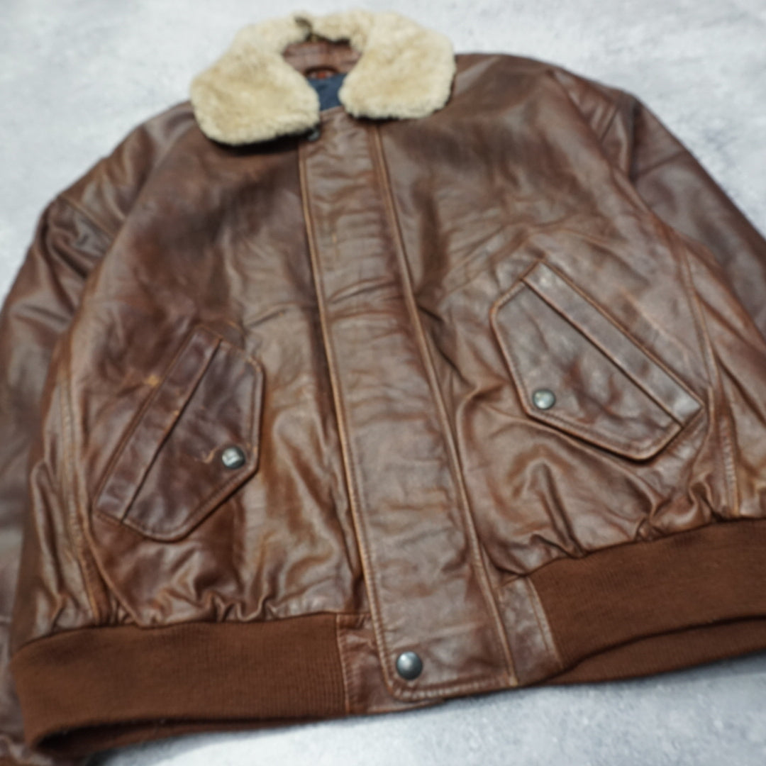 80s Fur Collar Leather Jacket