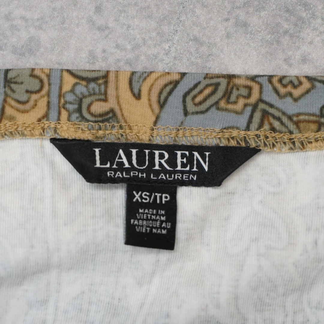 Ralph Lauren Lauren Paisley Stretch Cotton Boatneck T-Shirt Top