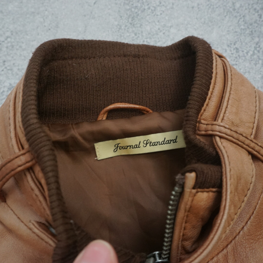 Journal Standard Tan Sheepskin Moto Leather Jacket