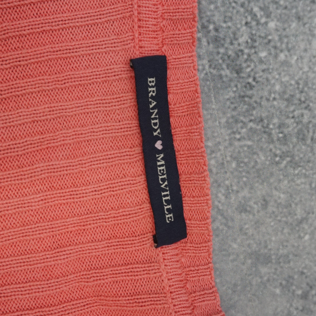 Brandy Melville Cropped Ribbed V-Neck Knit Sweater