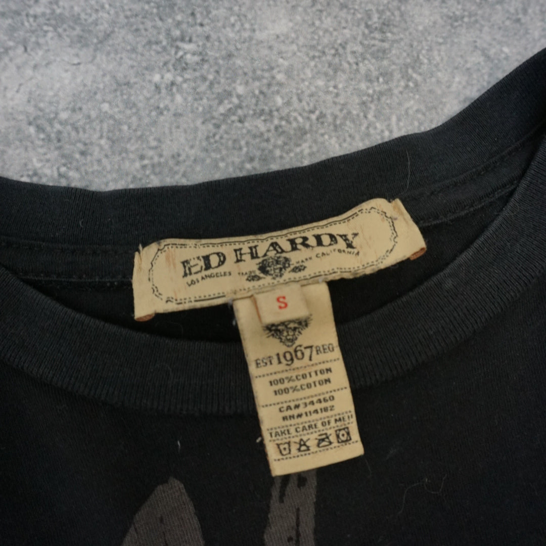 2000s Ed Hardy Bulldog Graphic T-Shirt Long Sleeve