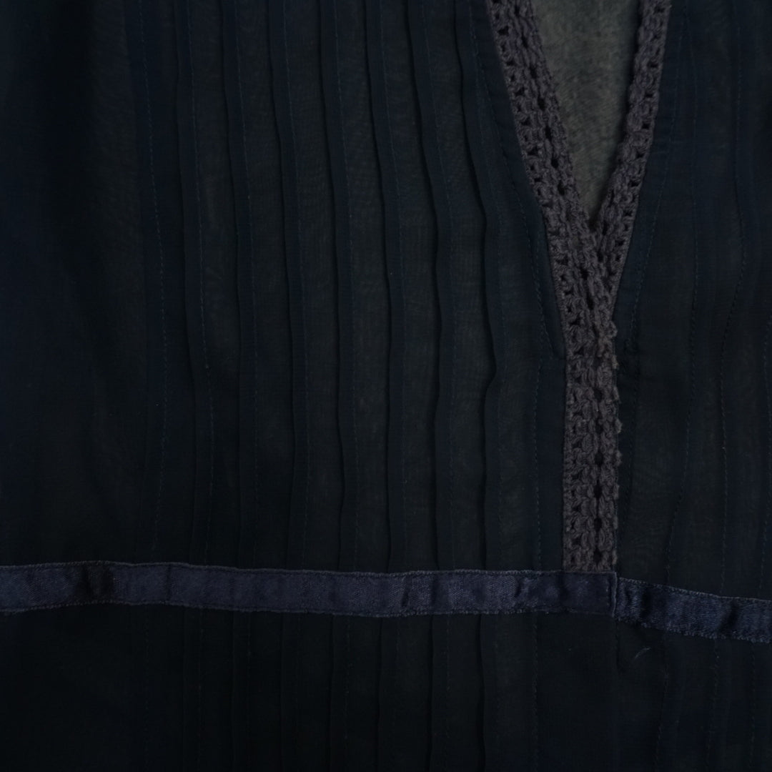 Pleated Lace Trim Blouse