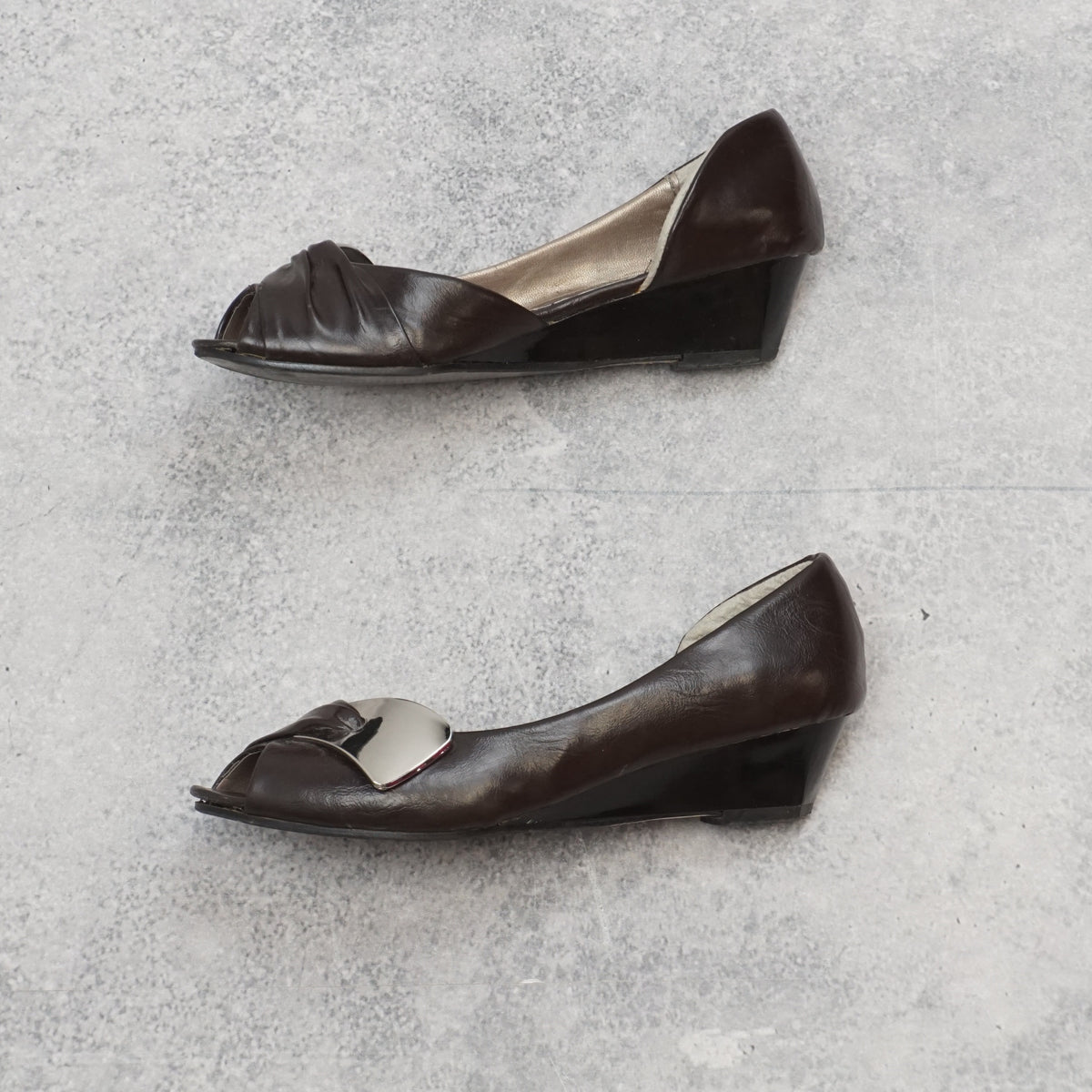 2000s Arpelle Italy Peep Toe Wedge Heels