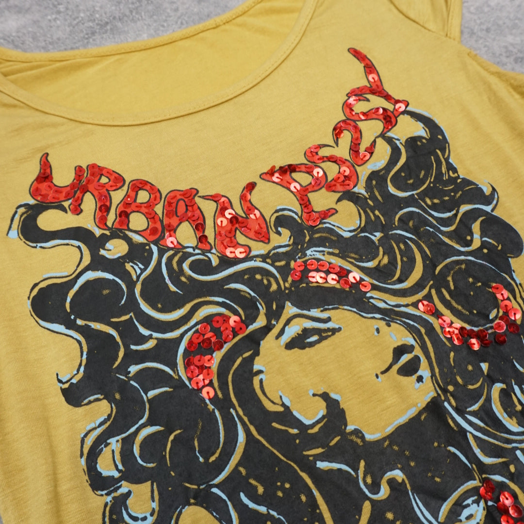 2000s Urban Posy Sequin Graphic Top Tee