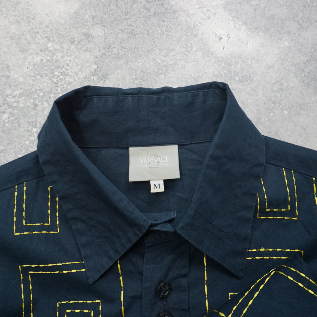 2000s Versace Embroidered Pattern Button Up