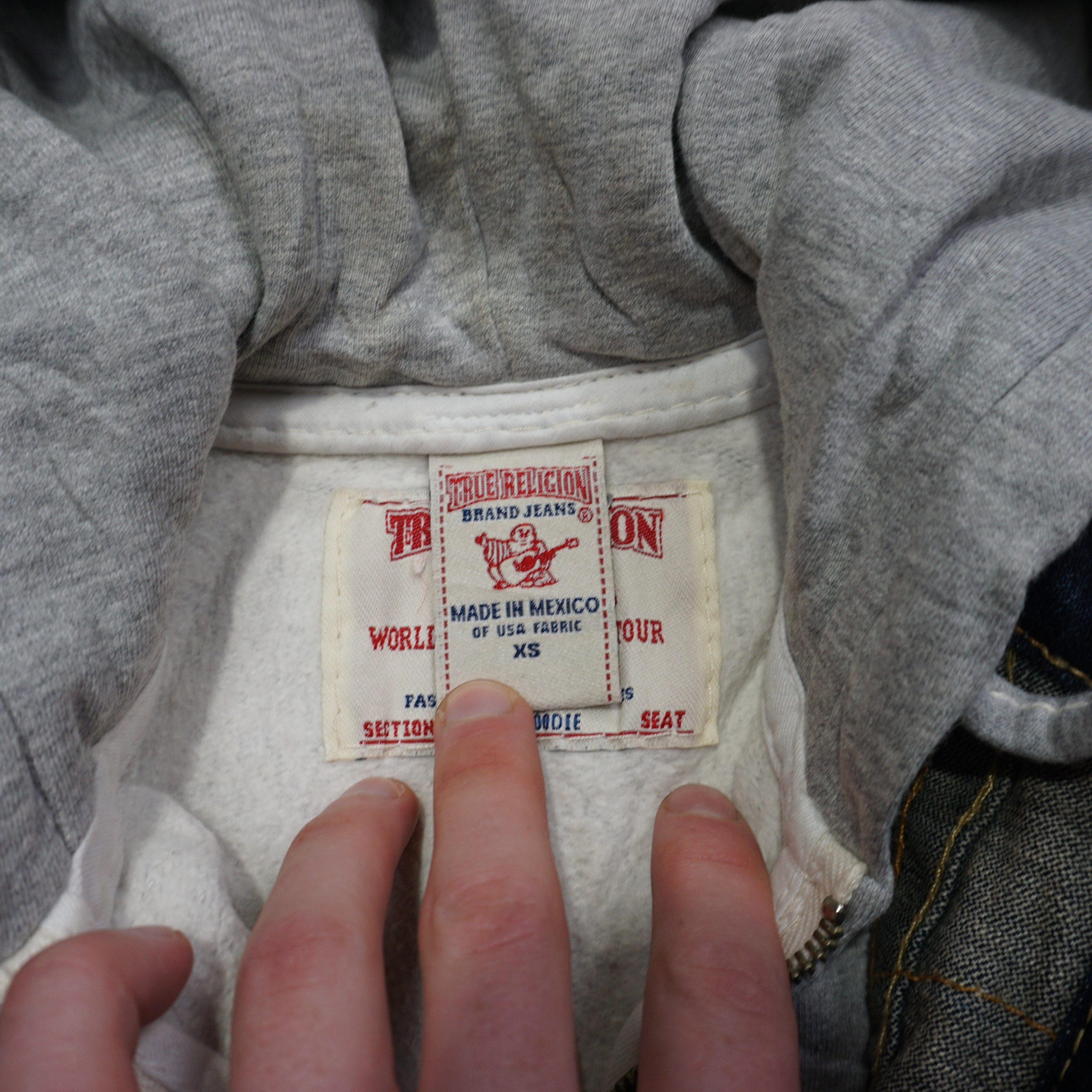 2000s True Religion Hooded Denim Jacket