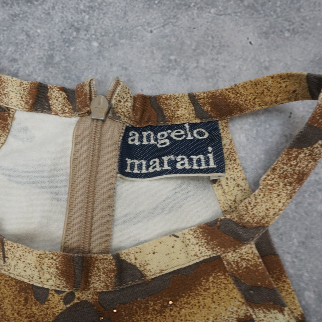 90s Angelo Marani Tiger Print Halterneck Dress