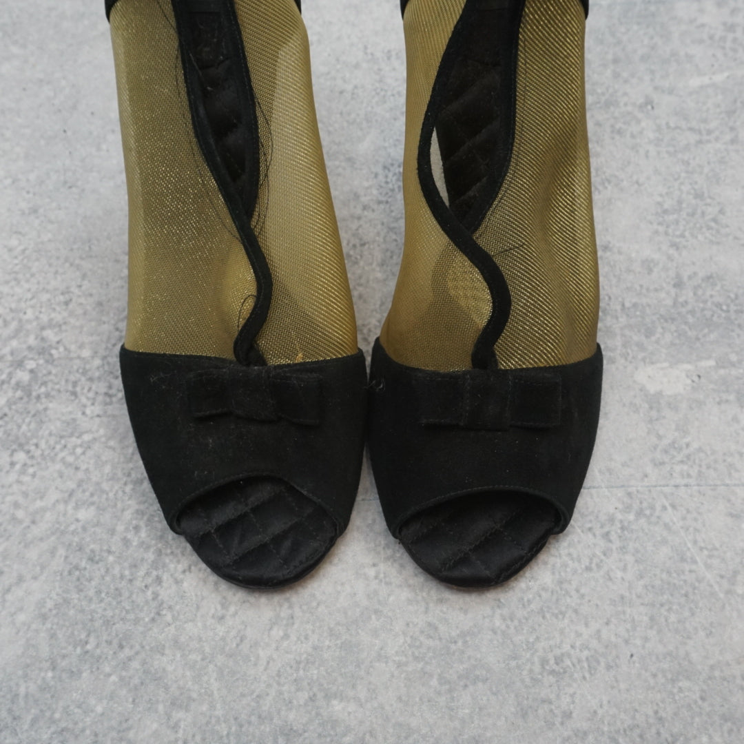 2000s D&G Dolce & Gabbana Mesh Peep Toe Heels