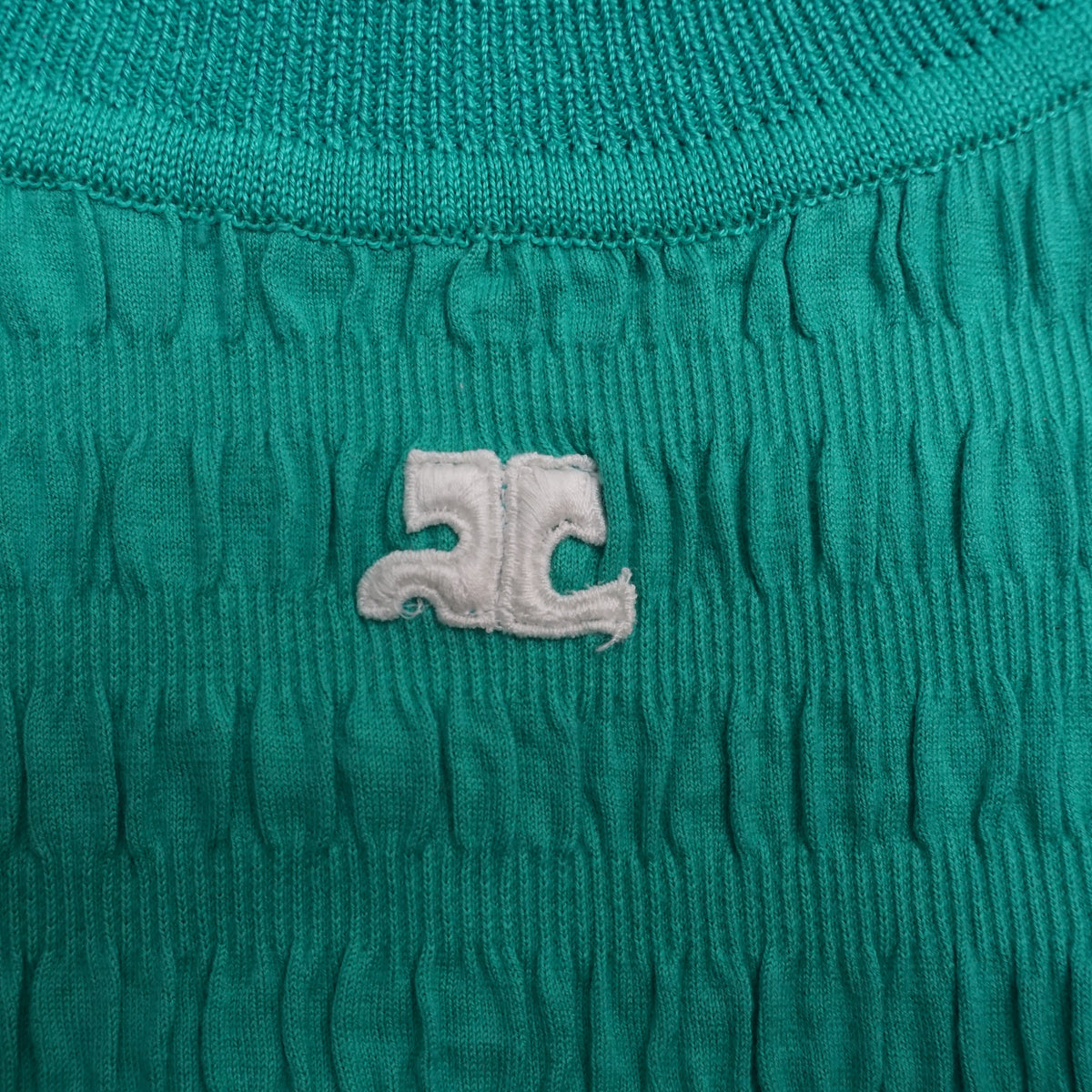 90s Courrèges Green Crinkle Tank Top