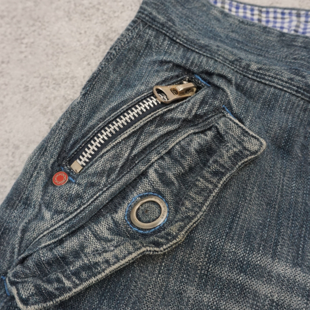 2000s Gsus Distressed Baggy Cargo Pocket Jeans