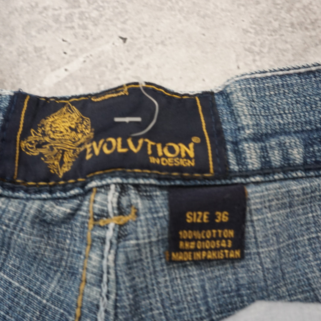 2000s Evolution Design Embroidered Shorts
