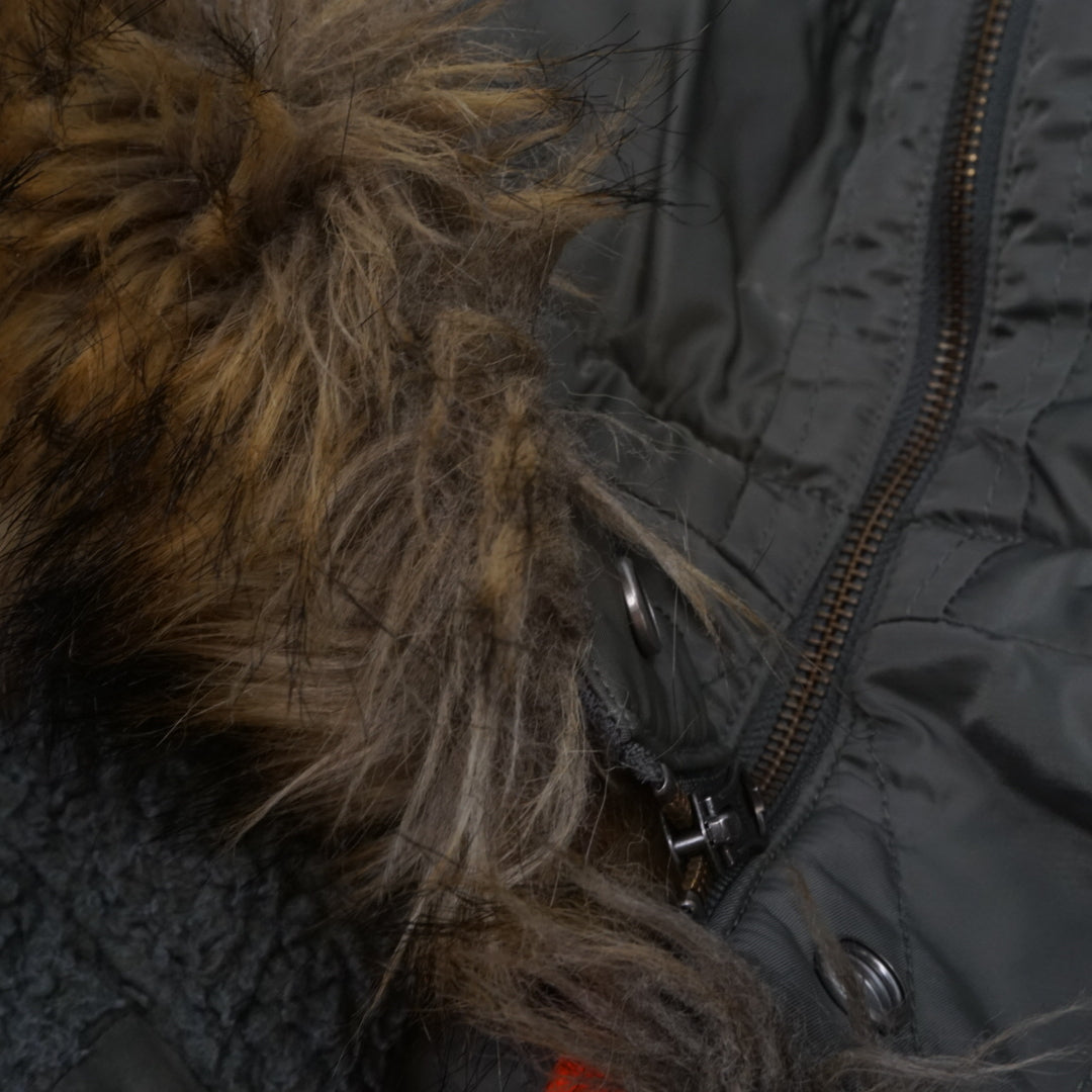 Beams N2B Faux Fur Hooded Puffer Jacket Bomber