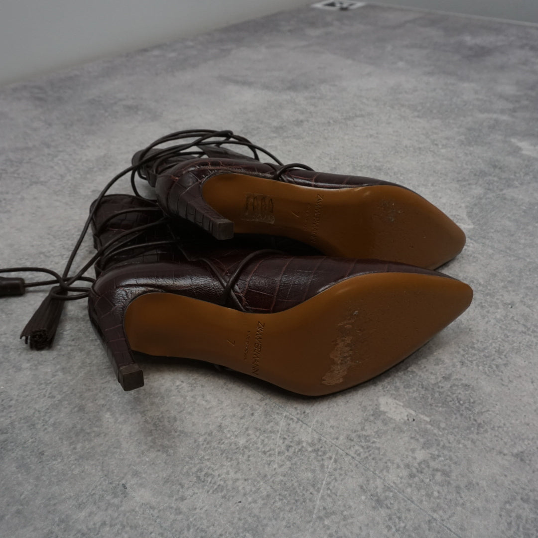 Zimmermann Croc Embossed Tassel Wrap Boots