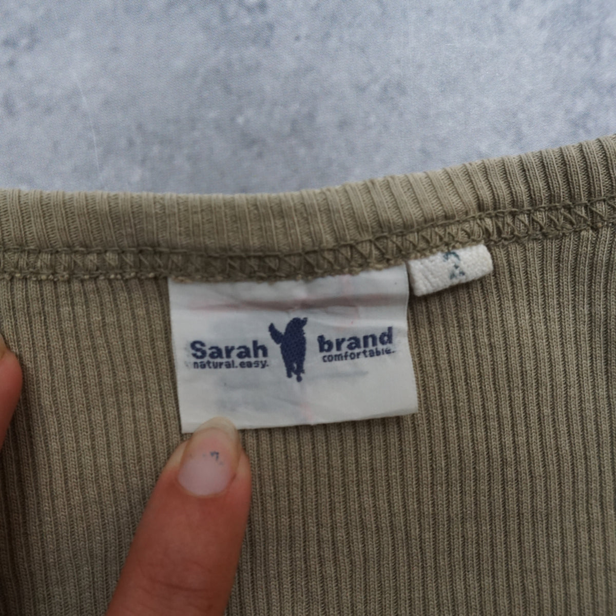 2000s Sarah Brand Khaki Ribbed T-Shirt