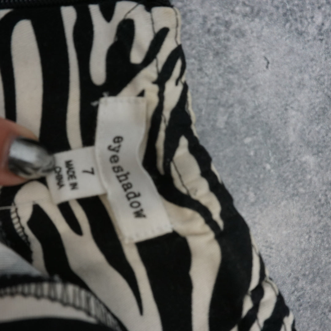 eyeshadow Zebra Print Split Hem Mini Skirt