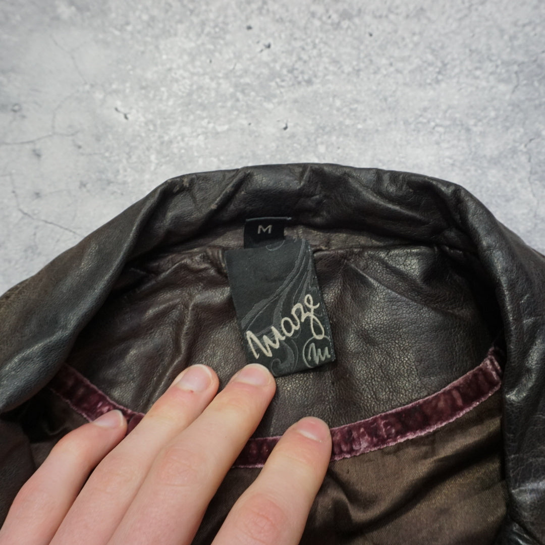 2000s Maze Leather Belted Jacket