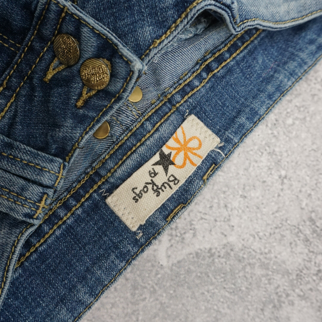2000s Blue Rags Bootcut Distressed Jeans