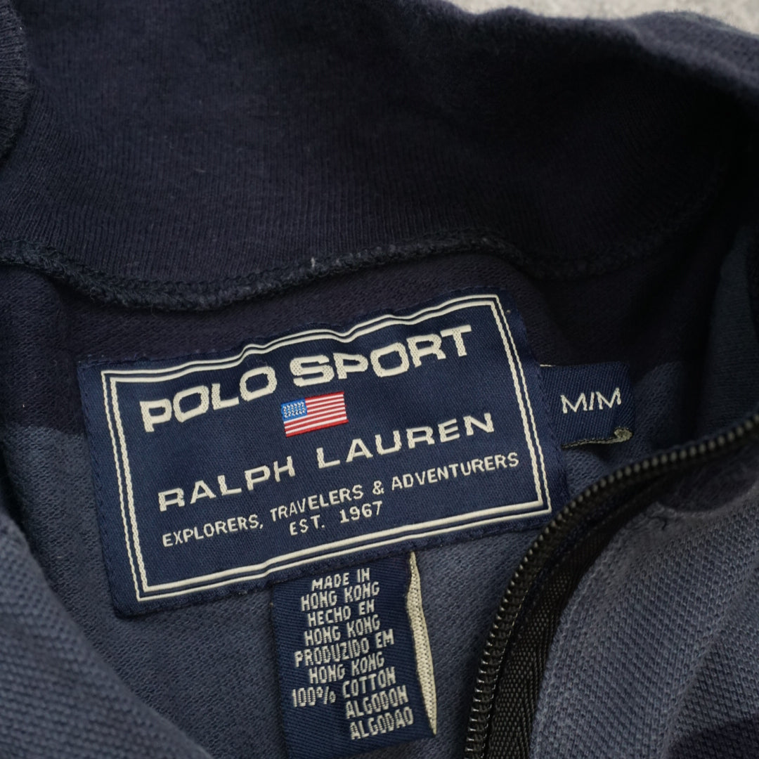 90s Polo Sport Ralph Lauren Striped Rugby Quarter Zip Jumper