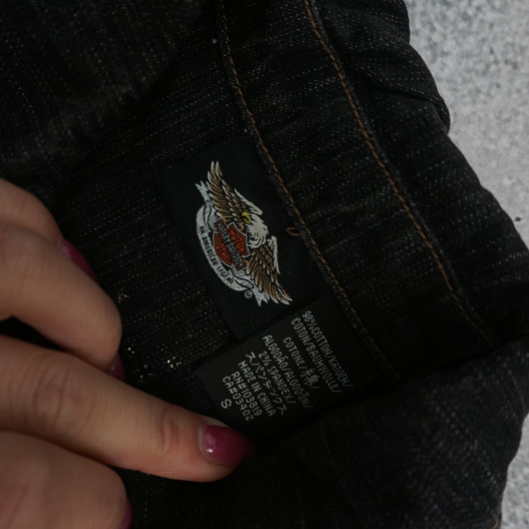 2000s Harley Davidson Cropped Denim Jacket