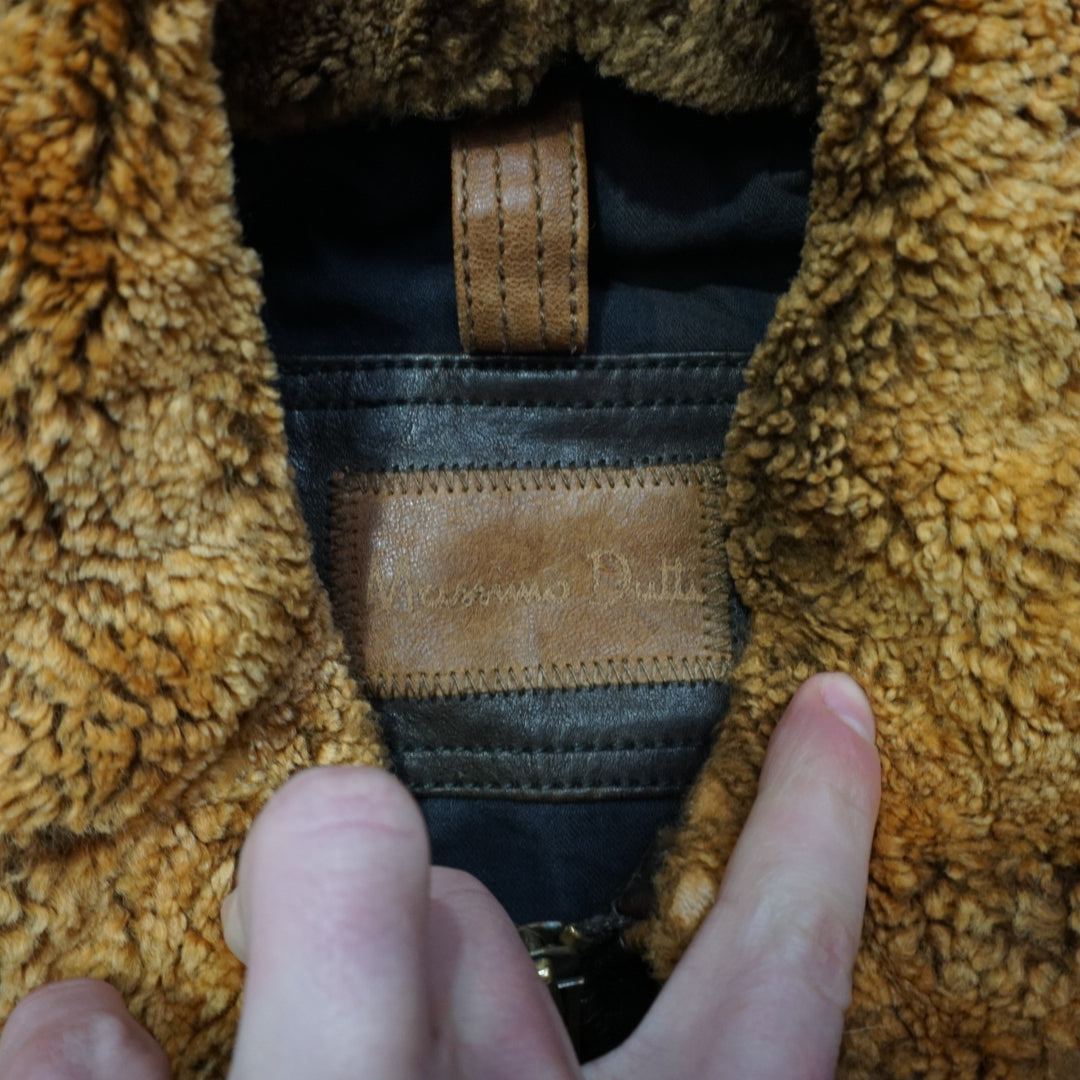 2000s Massimo Dutti Aviator Leather Jacket