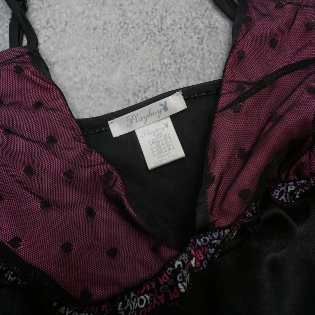 2000s Playboy Lace Bunny Embroidered Cami Top