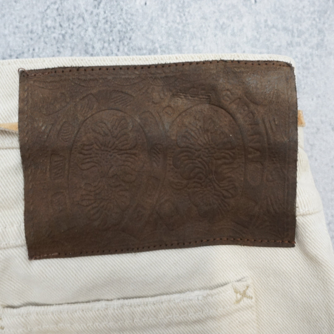 2000s Dolce & Gabbana Distressed Feather Belt Jeans