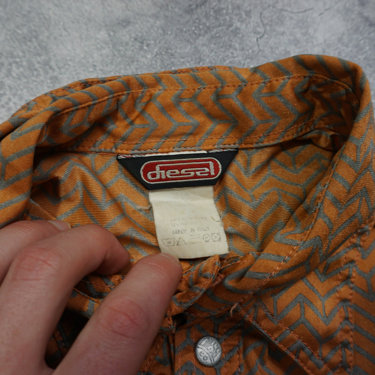 2000s Diesel Chevron Pattern Button Up
