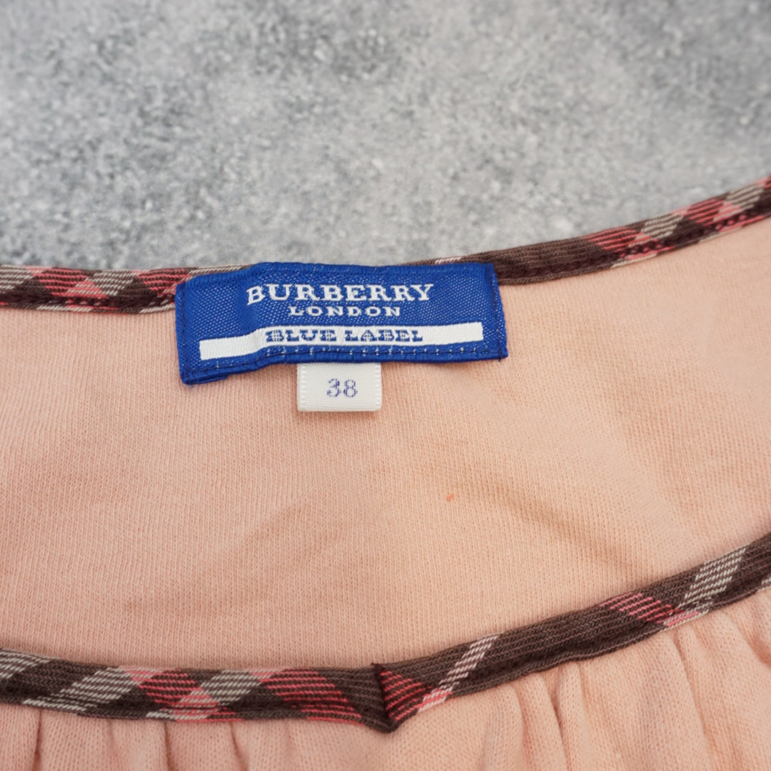 2000s Burberry Blue Label Nova Check Trim Drawstring Top