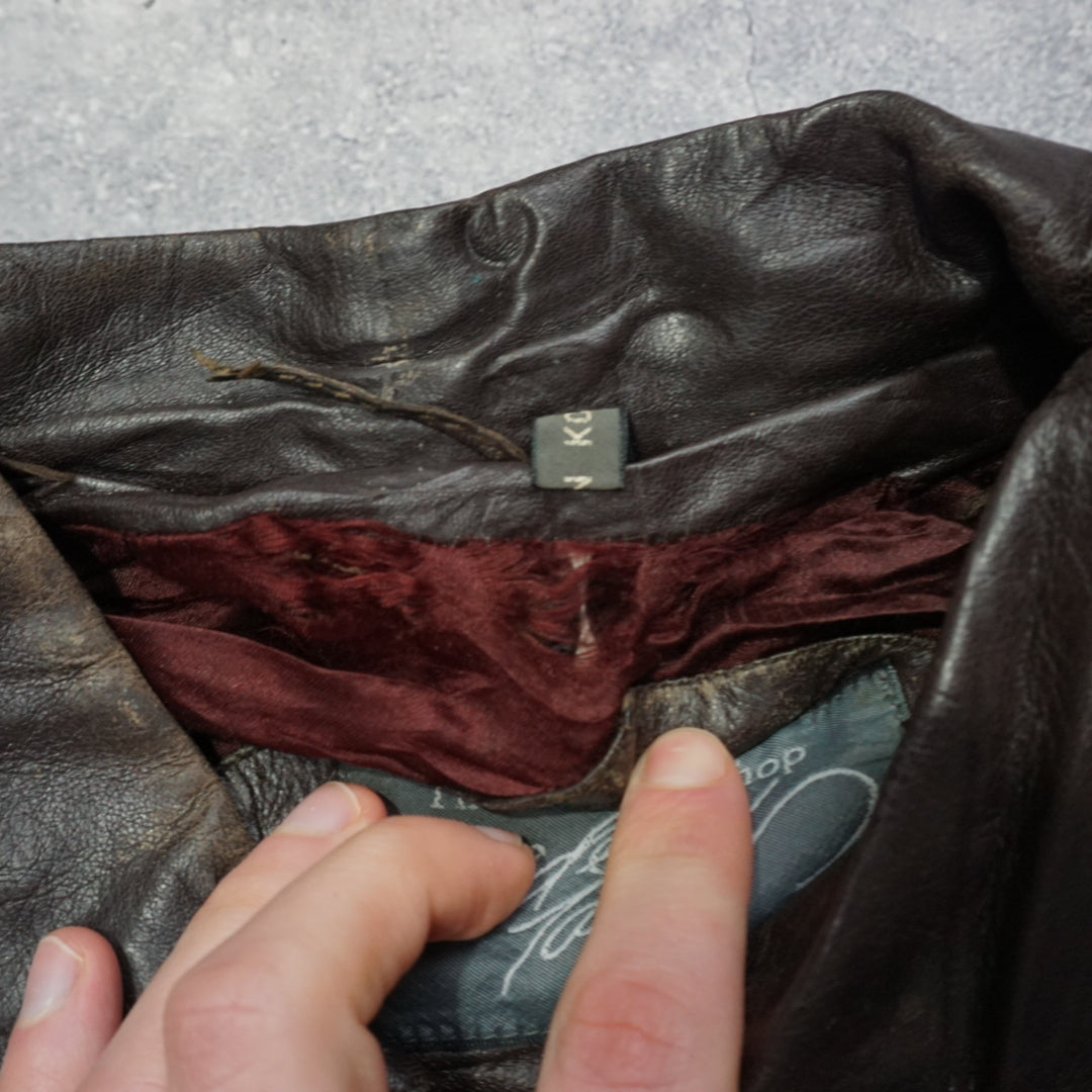 90s The Man's Shop Aviator Leather Jacket