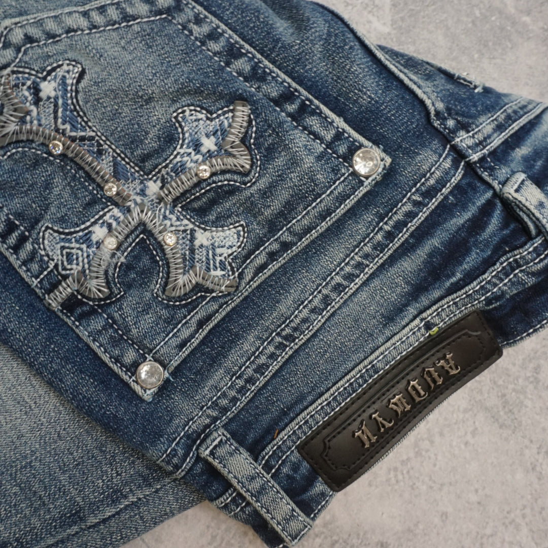 2000s Audwyn Bootcut Embellished Cross Jeans