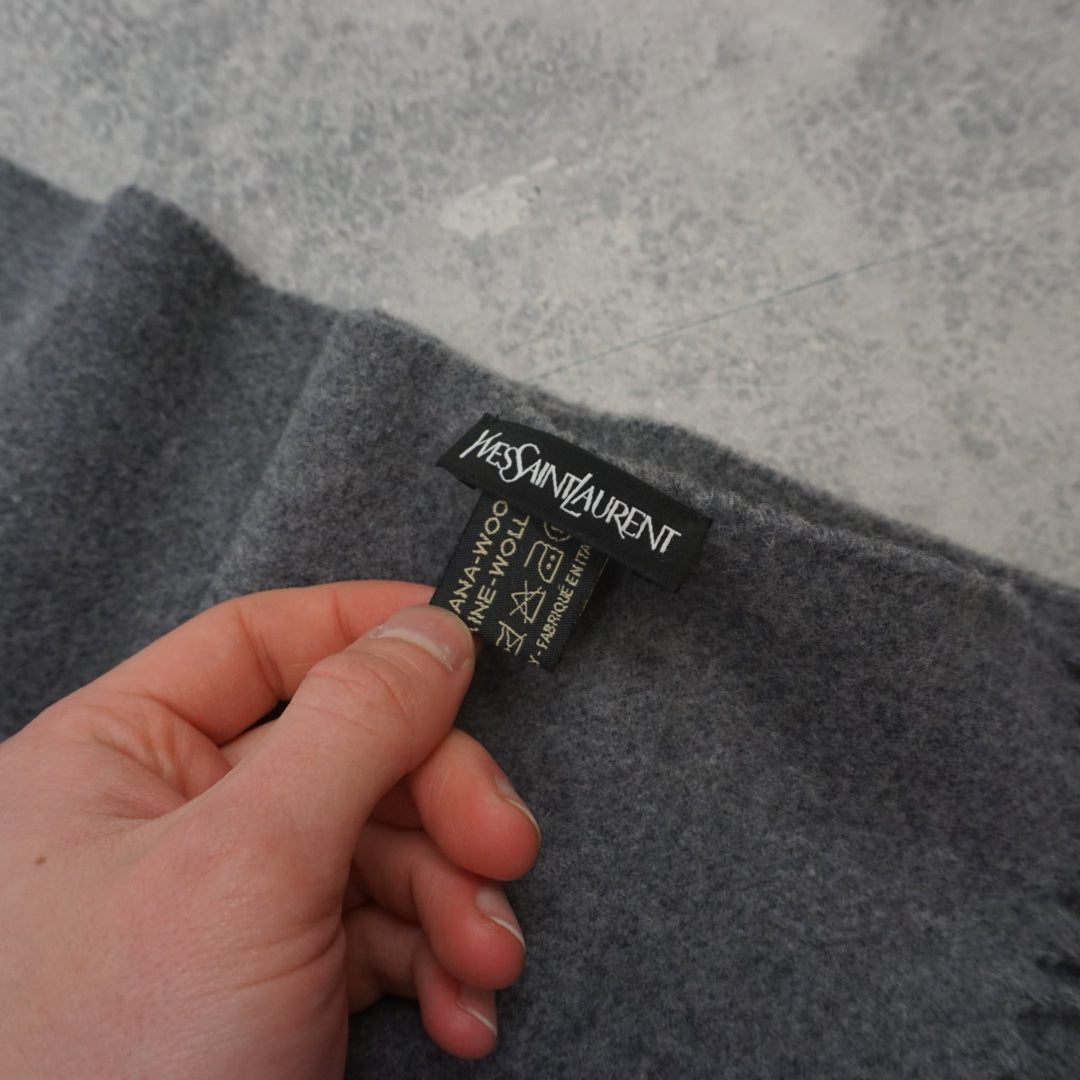 2000s Yves Saint Laurent Wool Fringed Scarf