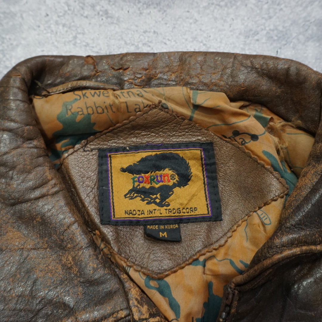 90s Fox Run Aviator Leather Jacket