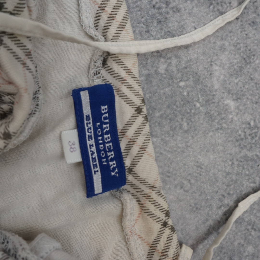 2000s Burberry Blue Label Nova Check Lace Up Cami Top