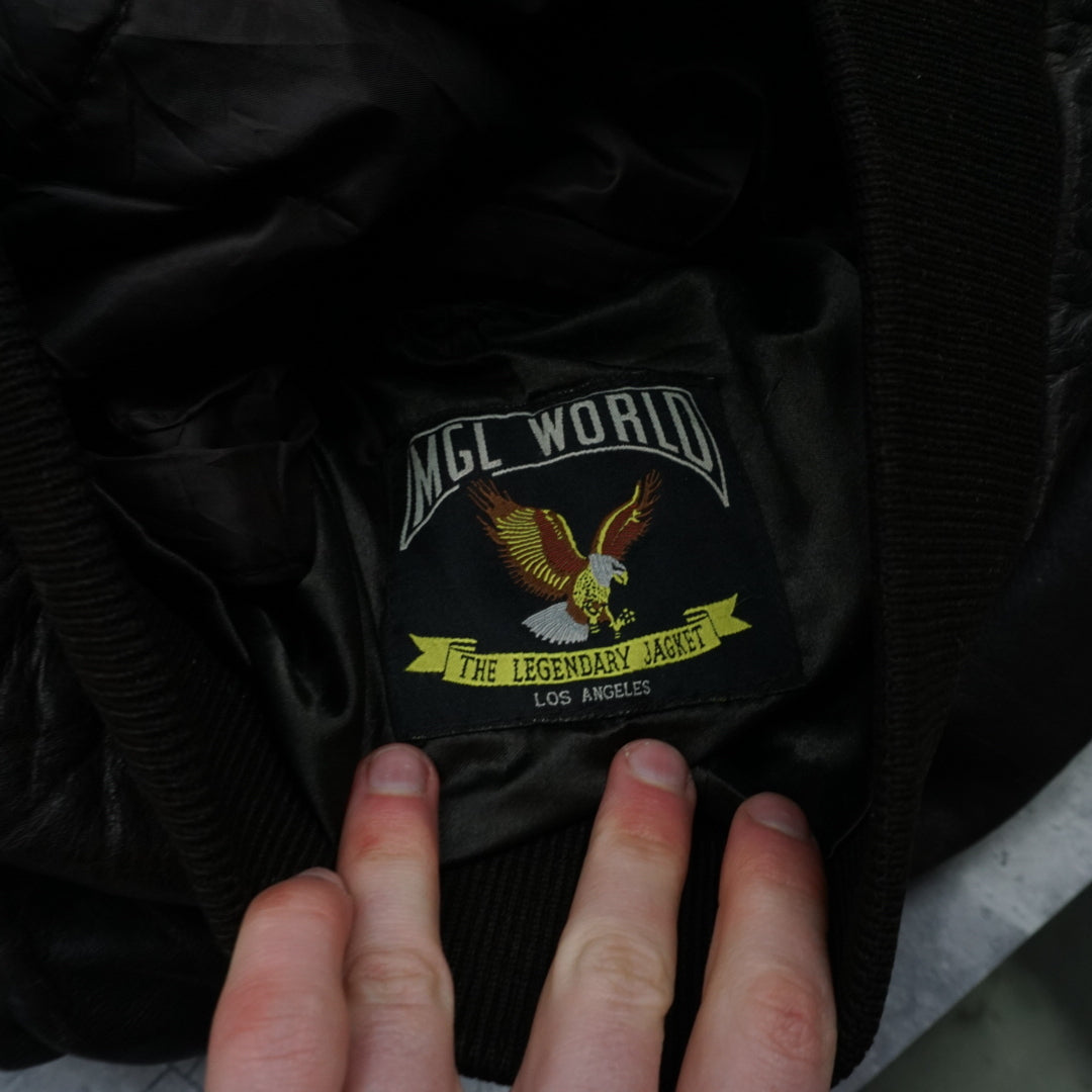 90s MGL World Aviator Leather Jacket