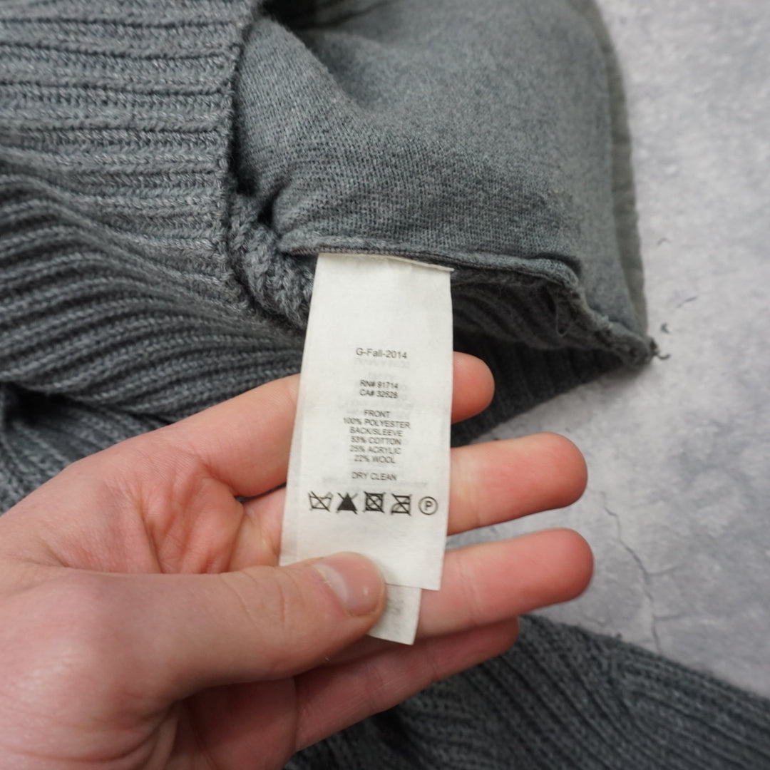2000s Armani Exchange Suede Panel Knit Zip Up