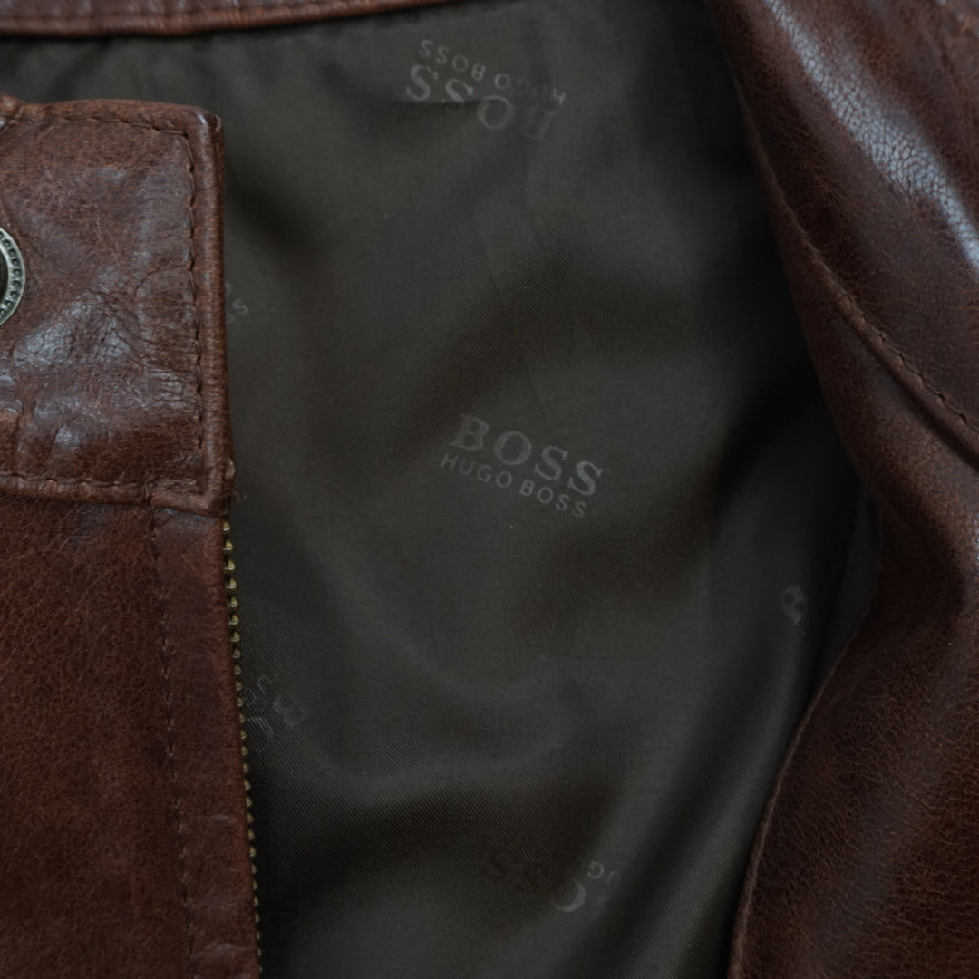 2000s Hugo Boss Racer Leather Jacket