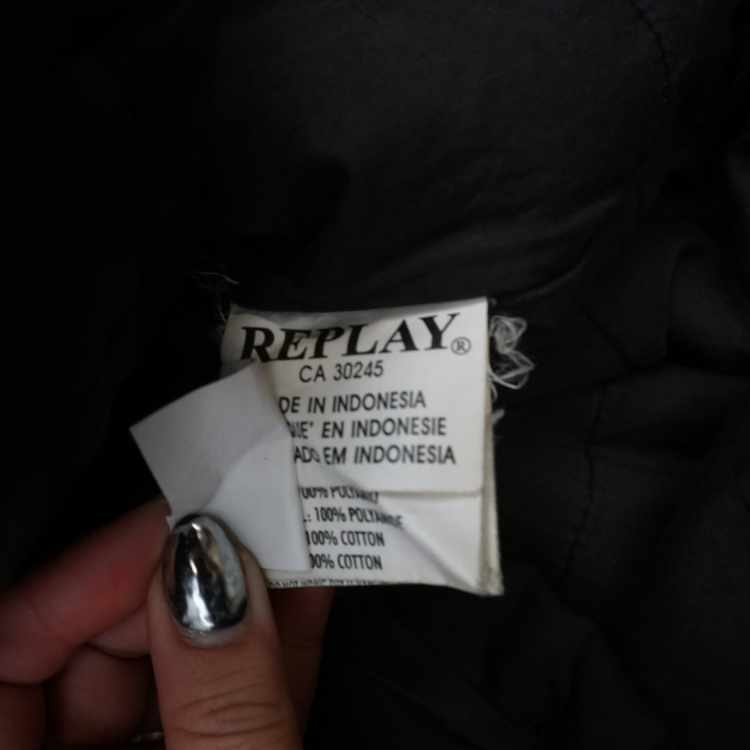 90s Replay Blue Jeans Padded Drawstring Jacket