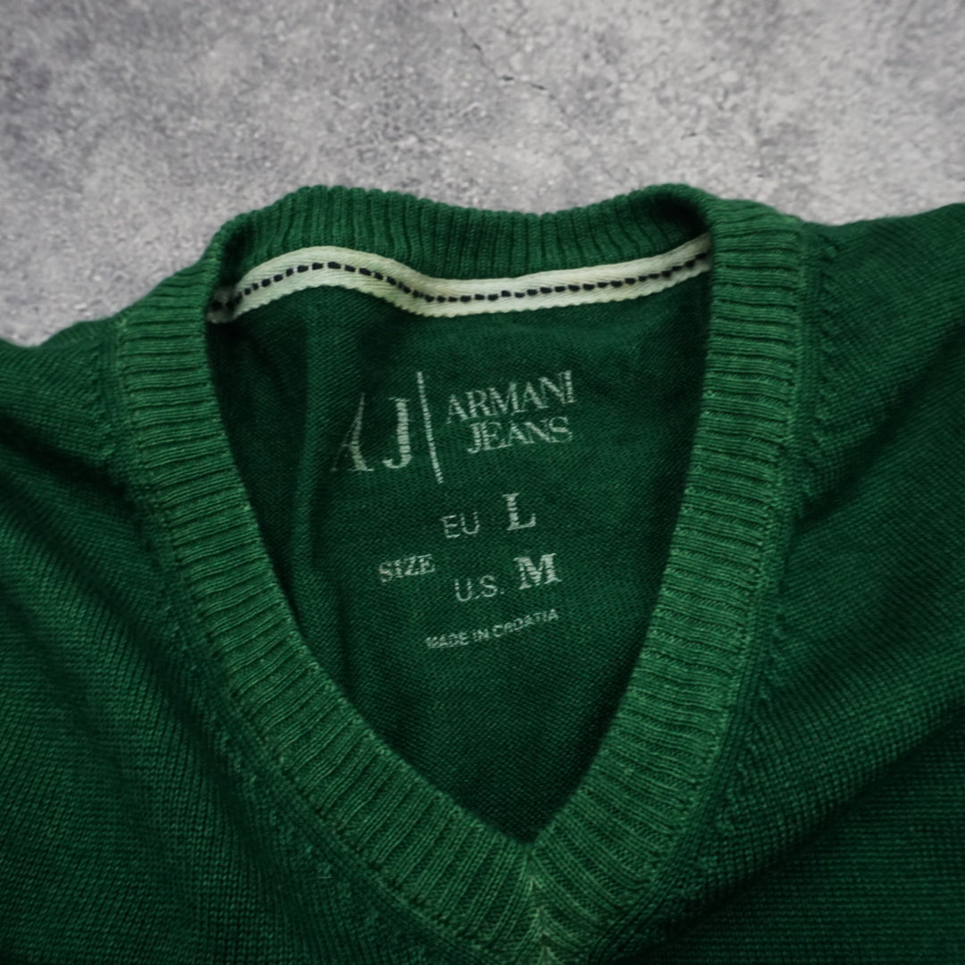 2000s Armani Jeans V-Neck Wool Knit Sweater