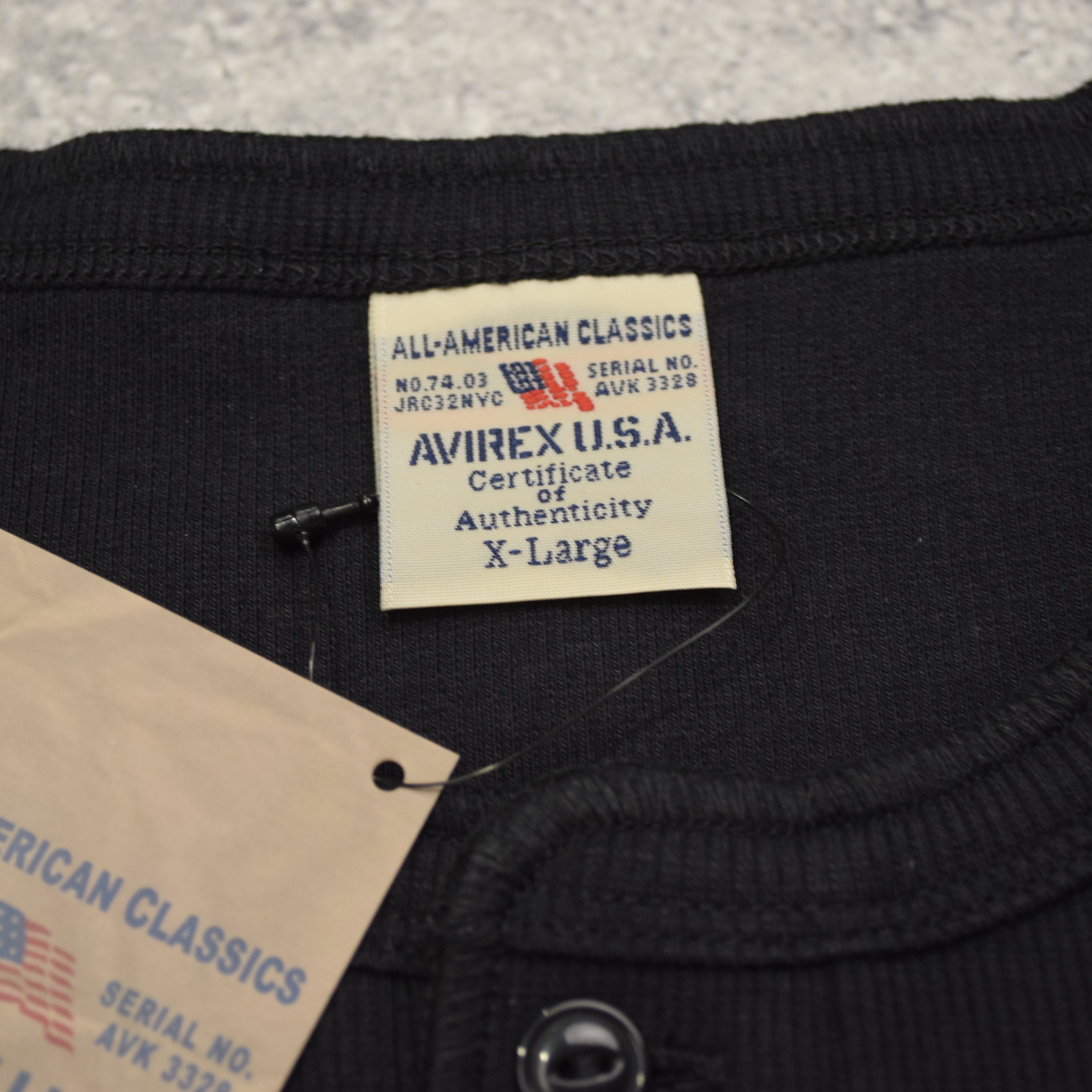 Avirex Ribbed Henley T-Shirt Henley