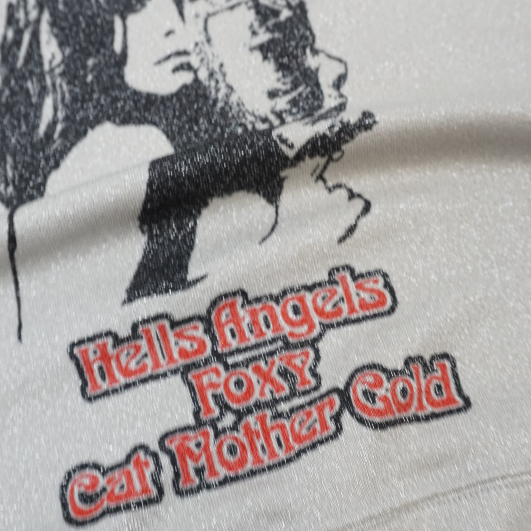 2000s Surf Safari Hells Angels Foxy Off Shoulder Graphic Top