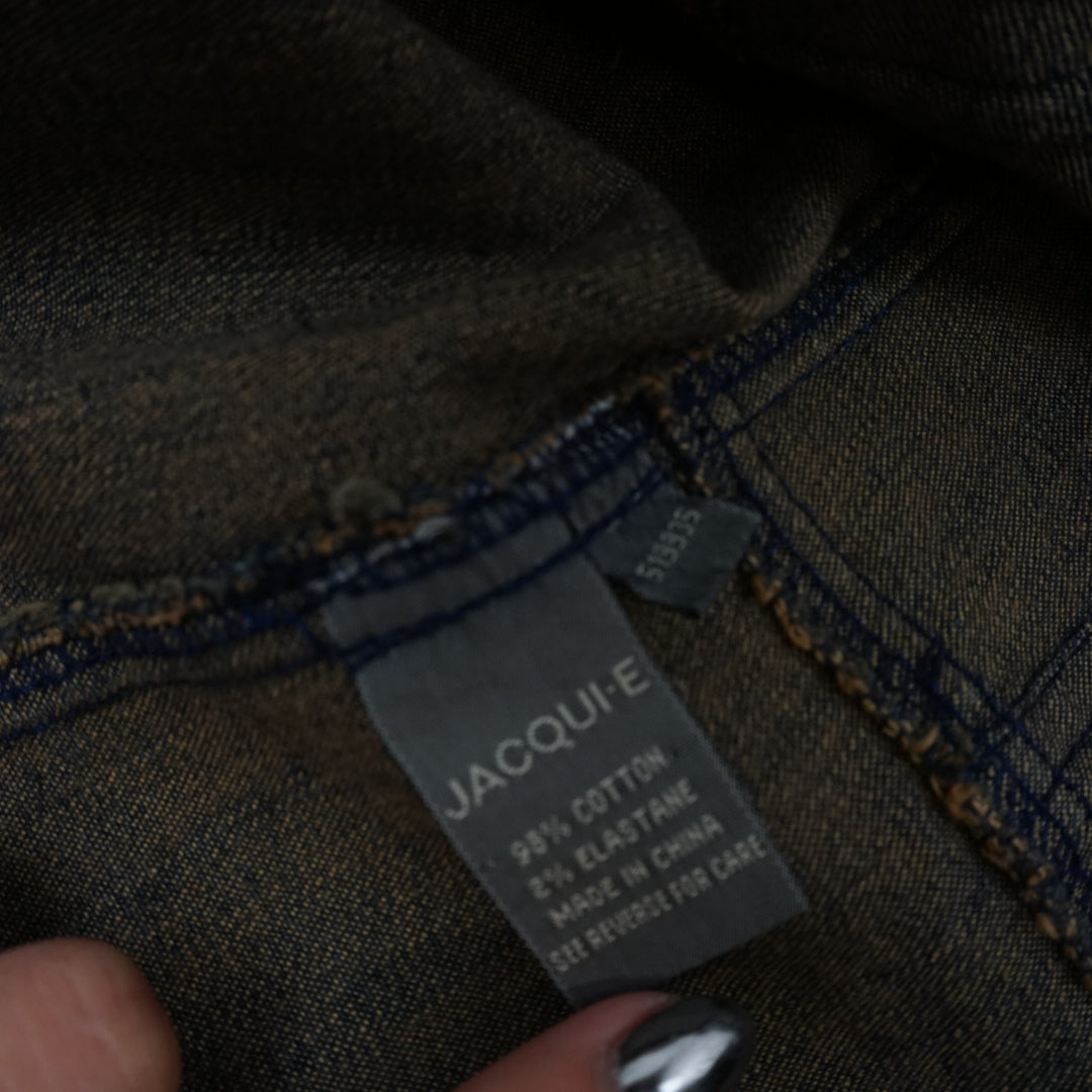 2000s Jacqui-E Stand Collar Button Up Denim Jacket