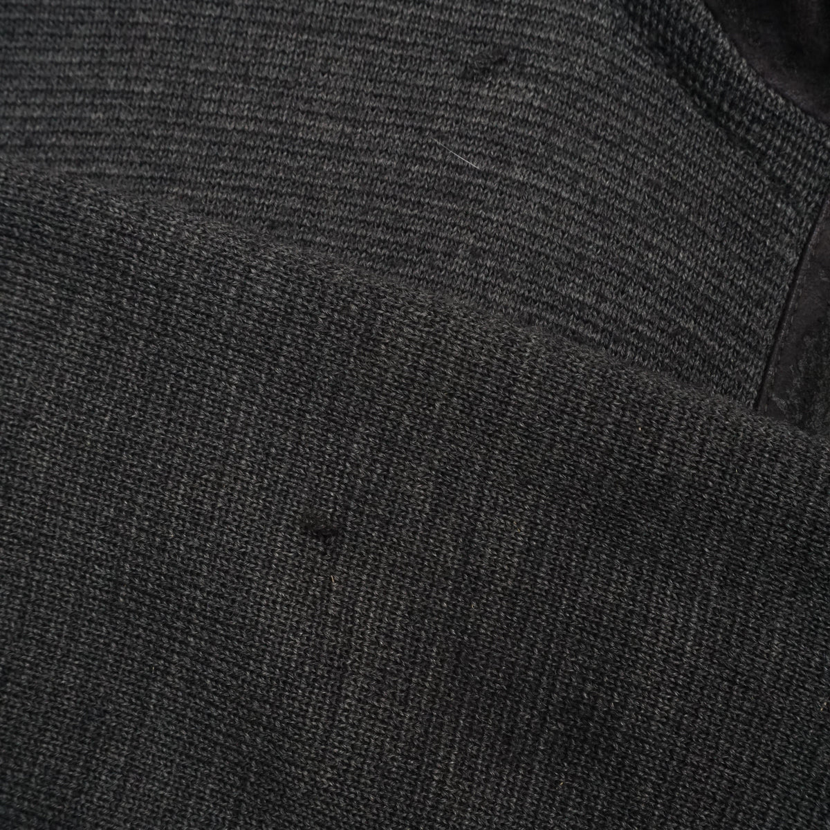 2000s Burberry Black Label Wool Leather Trim Zip Up Knit