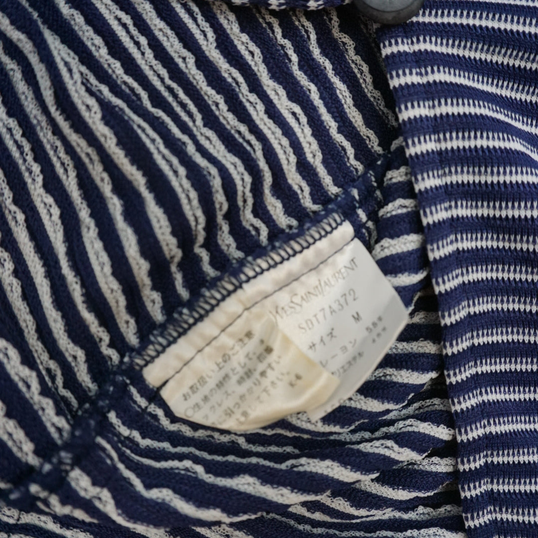 90s Yves Saint Laurent Striped Collarless Cardigan