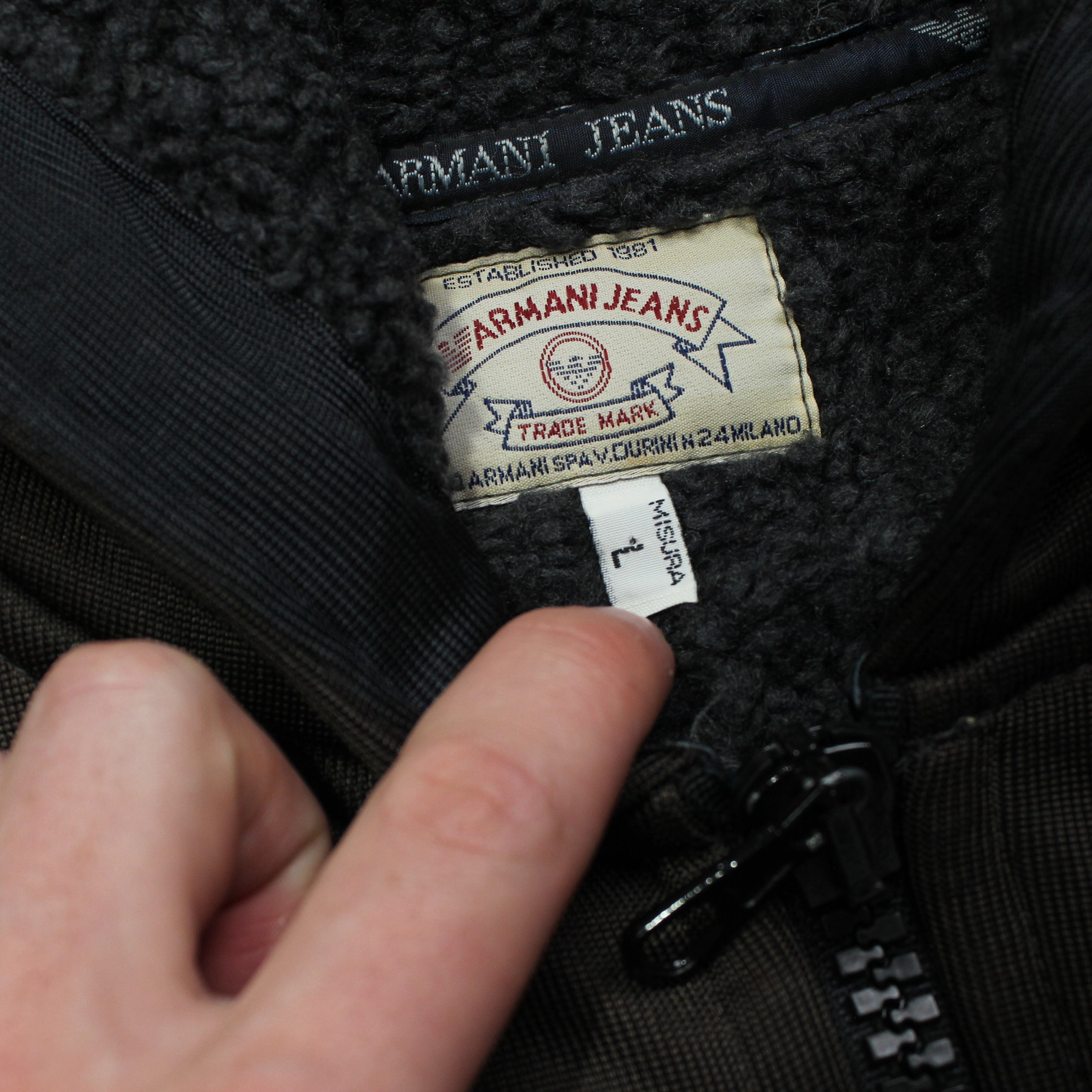 2000s Armani Jeans Fleece Lined Hoodie