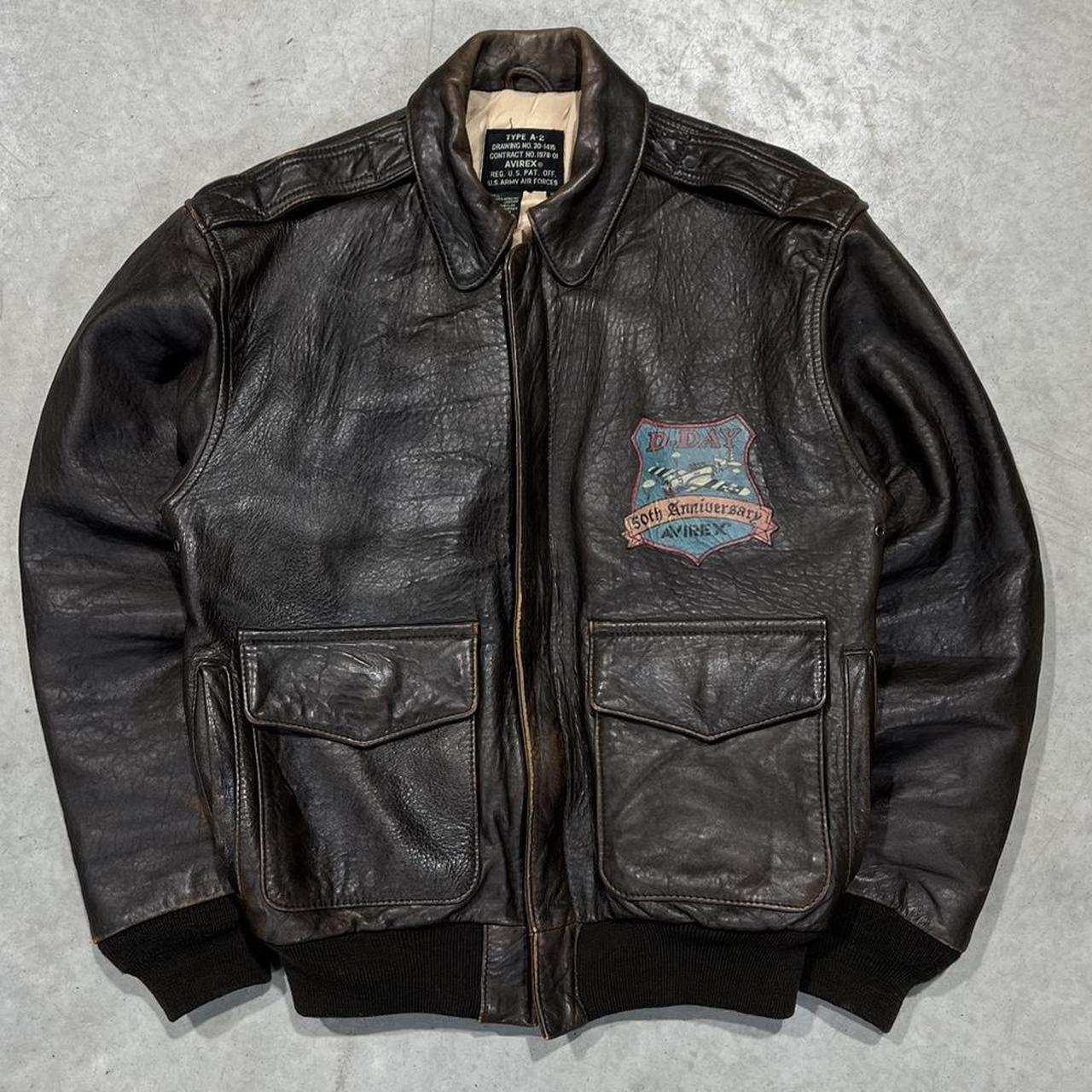 90s Avirex Embroidered Leather Jacket