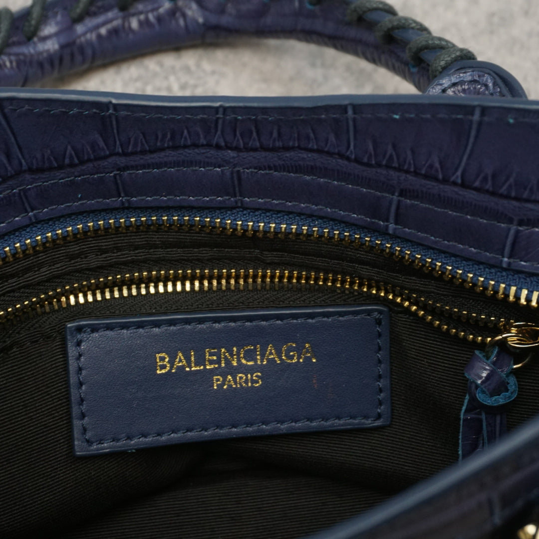 Balenciaga Croc Embossed Mini City Handbag