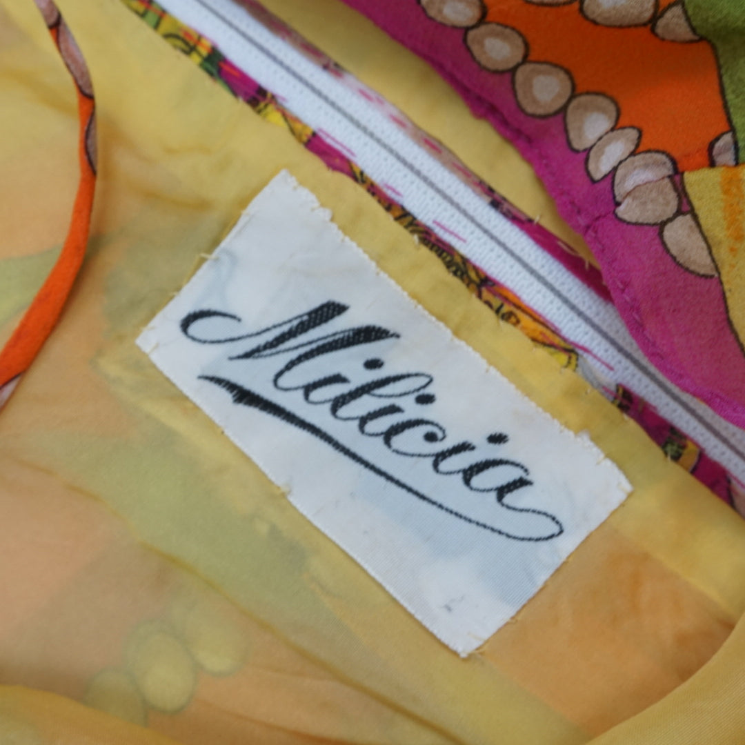 70s Milicia Silk Printed Mini Dress