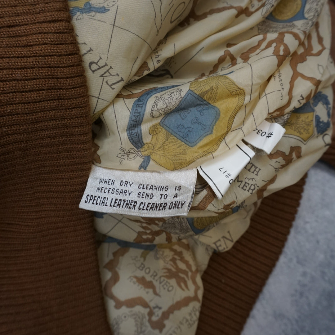 90s G-III Suede Flight Map Lined Leather Jacket Bomber